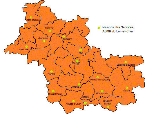 Carte des Maisons des Services ADMR 41